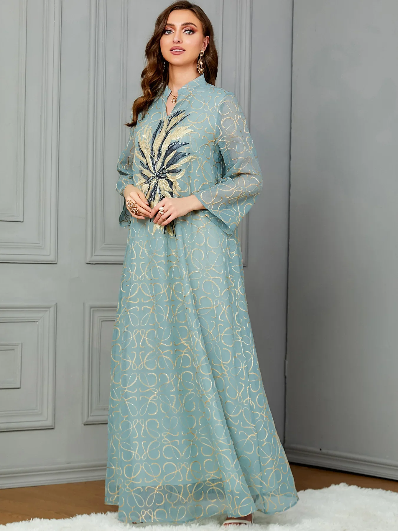 

Осеннее мусульманское платье для женщин Jalabiya Abaya с блестками Mujer Vestidos Рамадан Длинные платья женский халат марокканский кафтан Vestidos