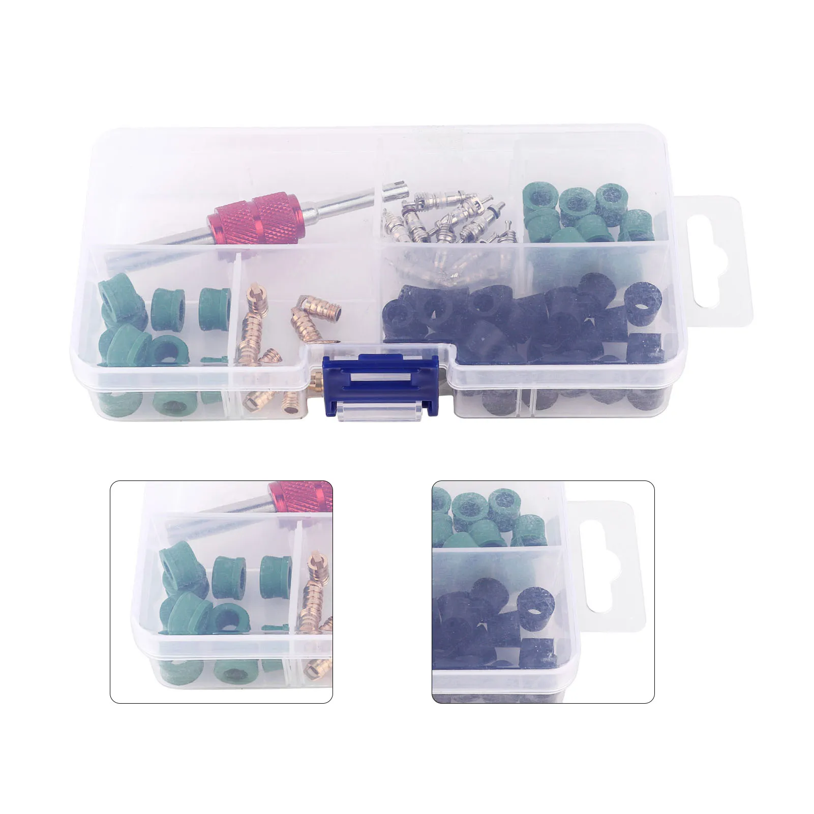 Kit valvola Kit di riparazione aria condizionata Strumento di riparazione Nuclei valvole Guarnizioni tubo valvole Foro valvola Strumenti chiave - Image 3