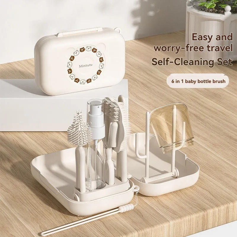 Kit Pulitore per Biberon | Spazzola Portatile Per Biberon In Viaggio | Strumento Lavaggio Tettarelle Cannucce Per Tubi Scatole Alimentari Tazze e Bicchieri