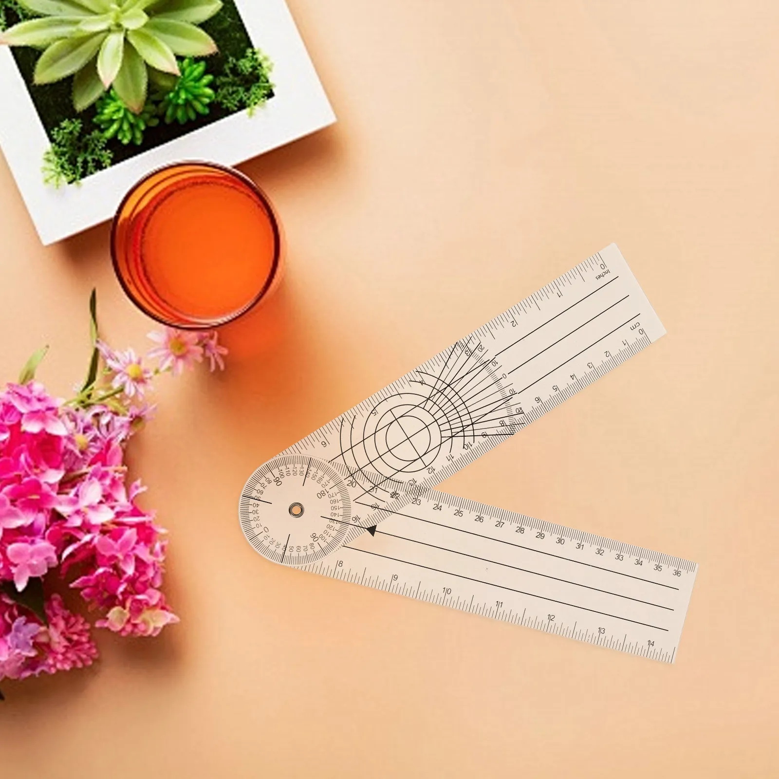 4Pcs 각도기 투명 플라스틱 각도계 건축가 엔지니어 의사의 정확한 각도를 측정하는 접이식 정밀 측정 도구