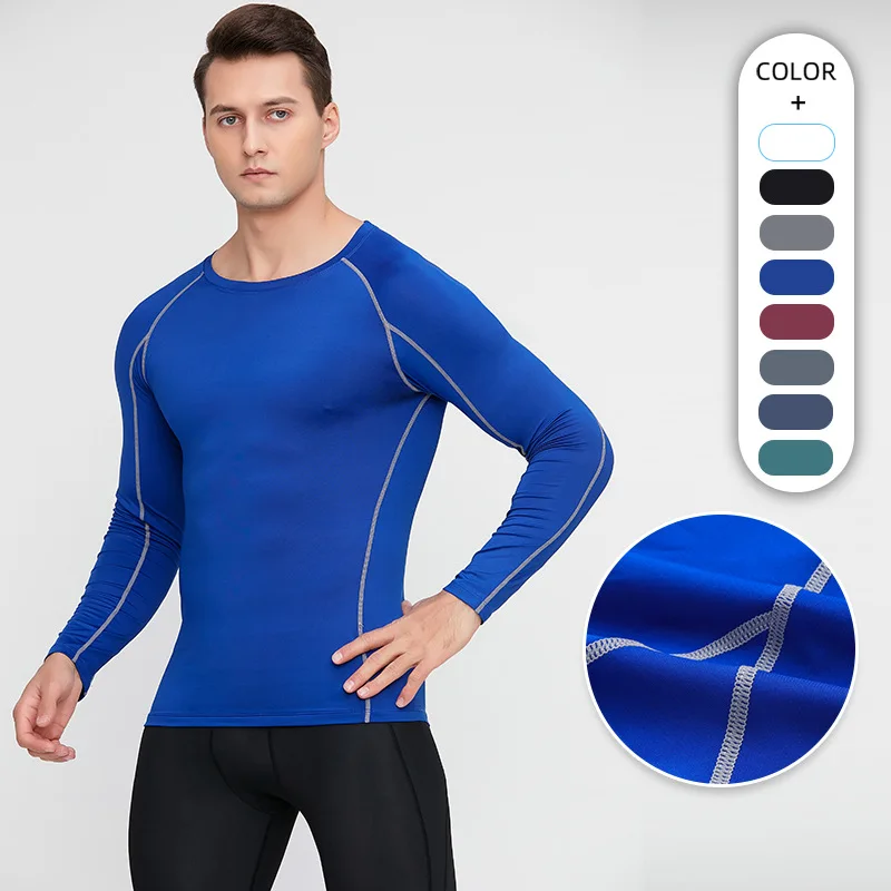 

Compression Shirt Men Running Training Fast Drying Breathable Long Sleeved Stretch PRO Training Underwear Gym Clothing Men