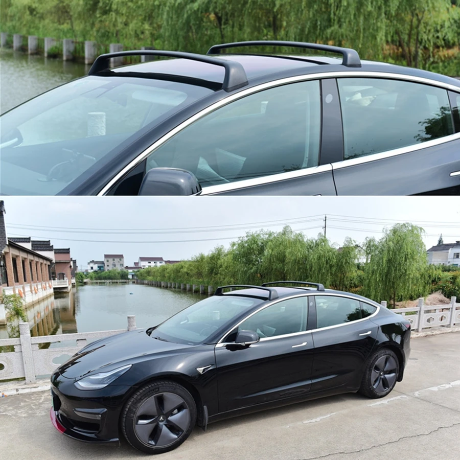 Model 3 With Rood Rack Upgrade Roof Rack Cross Bars with Antitheft Locks for Tesla Model Y ...