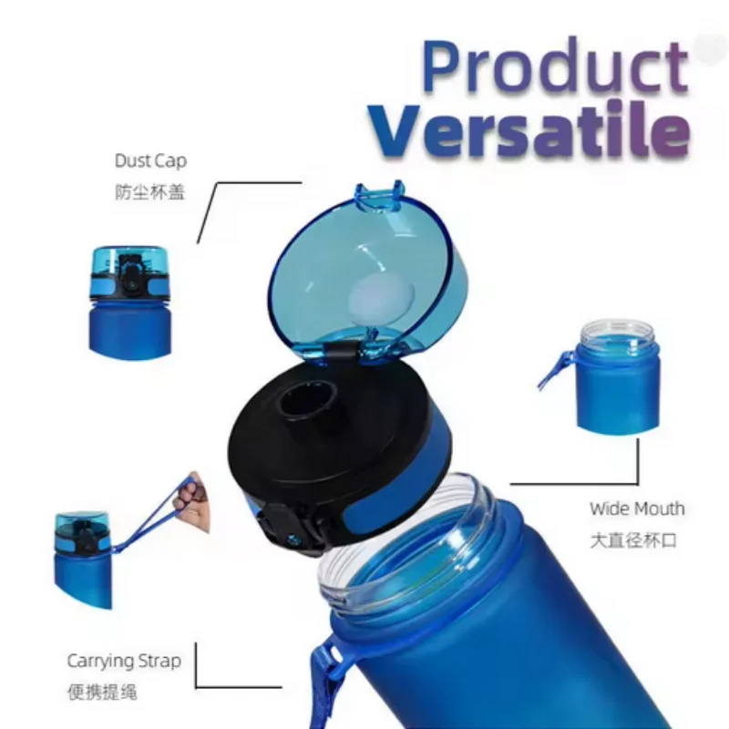 Colorful Leak-Proof Sports Water Bottle with Filter and Portable Strap