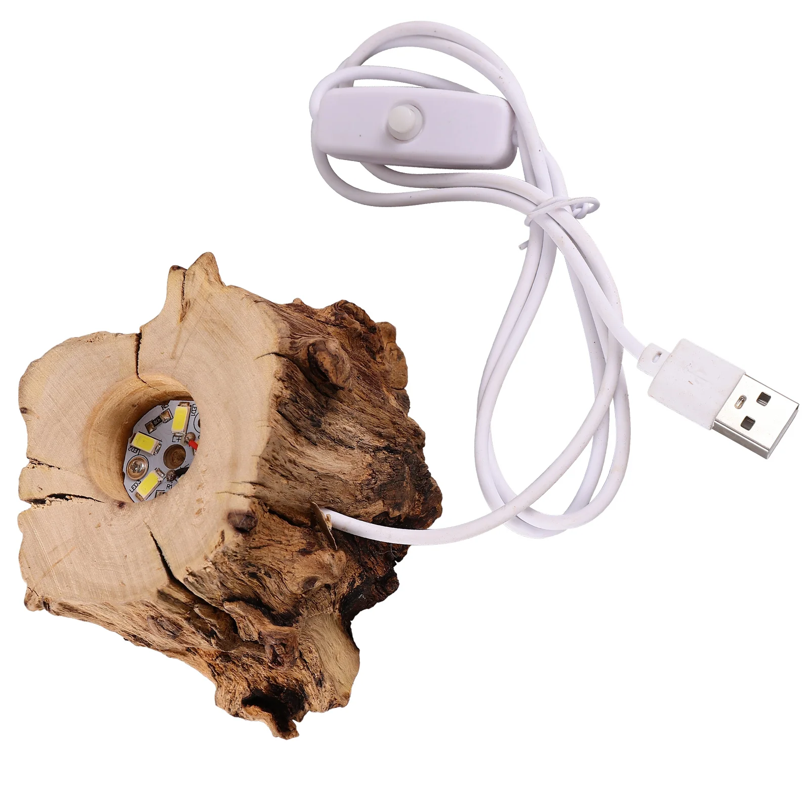 크리스탈 볼 나무 밑단 나무 그루터기 LED 조명 스탠드, USB 구형 모니터 쇼 랙, 테이블 램프 디스플레이 데스크