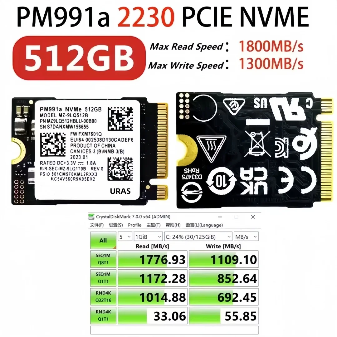 Microsoft Surface Pro7+ SteamDeck용 기존 PM991a 1TB 512GB 256GB SSD M.2 2230 내부 솔리드 스테이트 드라이브 PCIe3.0x4 NVME SSD