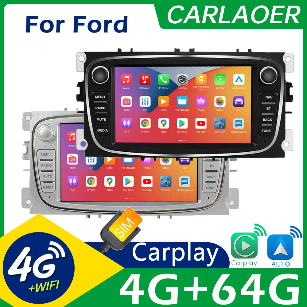 Car Android CarPlay Radio Multimedia Player For Ford Focus S-Max Mondeo 9 Galaxy C-Max GPS Navigation Video NO DVD 2din 2 din car multimedia player car radio