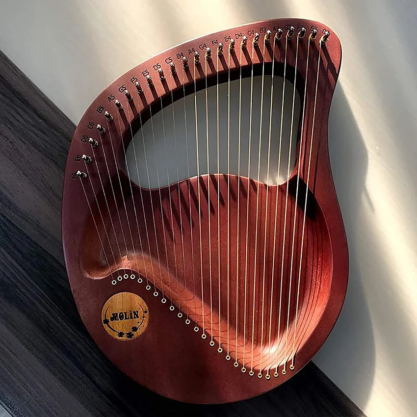 Harp Musical Instrument 24 Strings Lyre Piano Lyre Harp Wooden Mahogany 21 Strings Harp Musical Beginner Instrument With Matching Gifts
