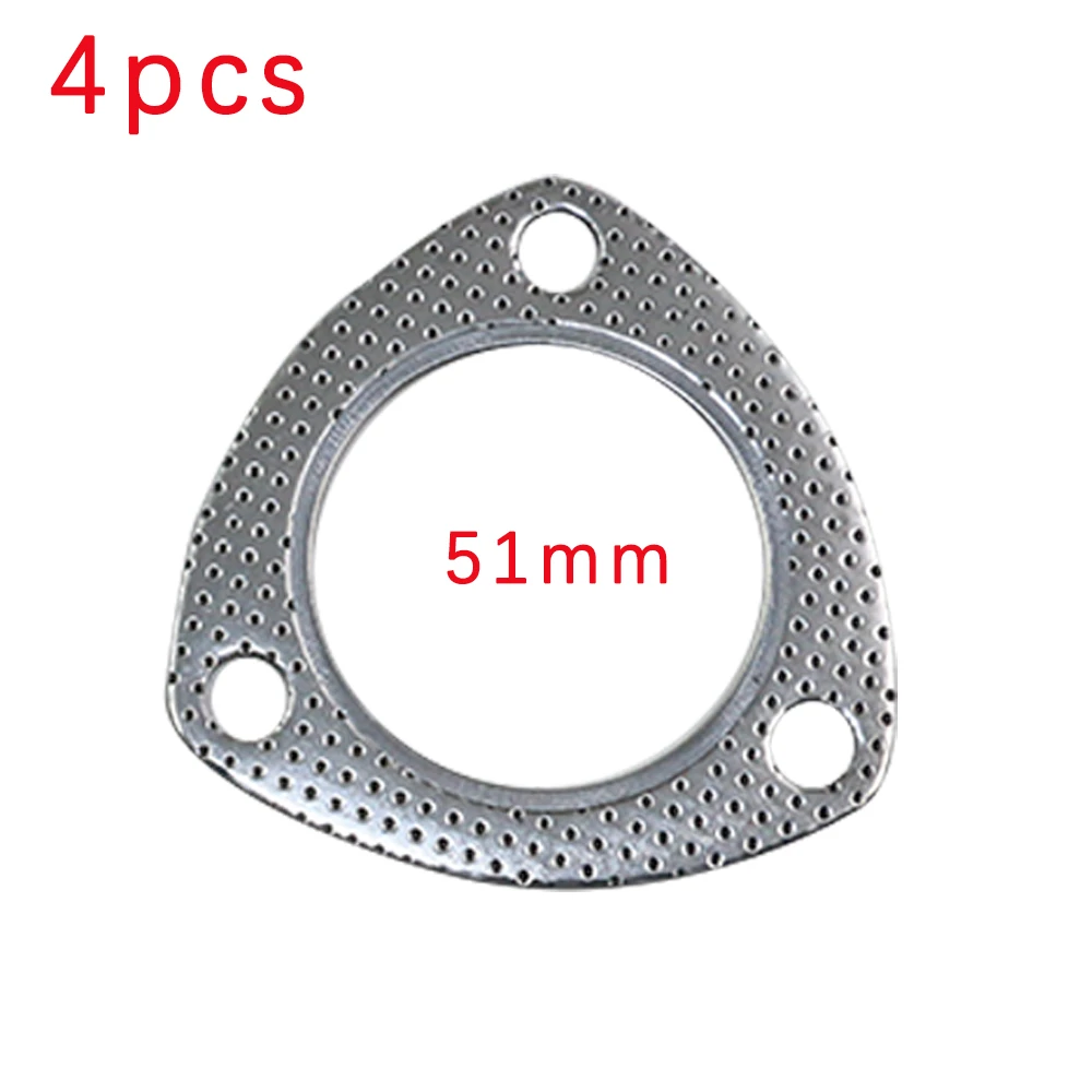 4pcs Universal Stainless Steel Triangle Exhaust Pipe Flange Gasket Down Pipe Gasket 2'' 2.5'' 3'' exhaust gasket
