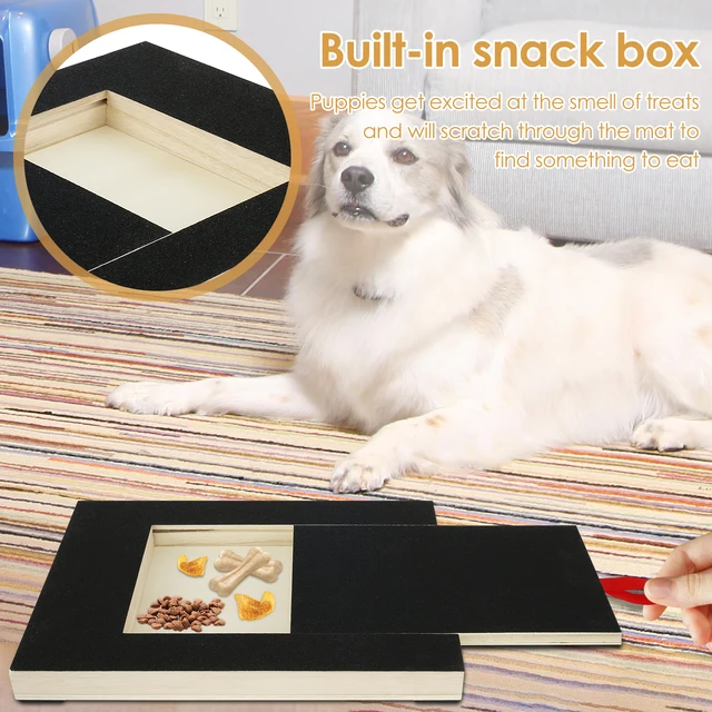 Dog Nail File Board with Built-in Snack Box Wooden Sandpaper Puppy Nail Grinding Pad Dog Paws Scratchboard for Small Medium Dogs 5