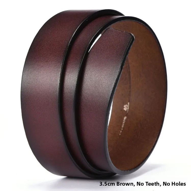 3.5cm toothless hole-free brown full grain leather sheet