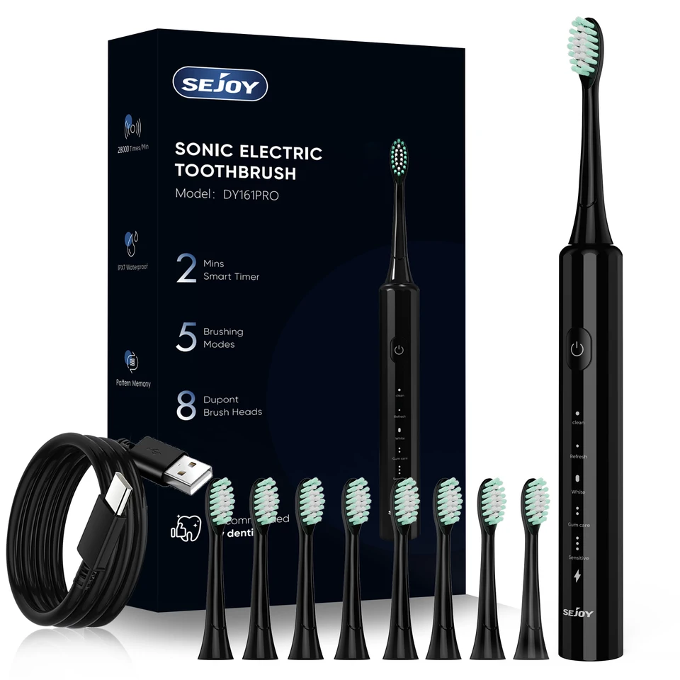 Rechargeable Electric Toothbrush with 8 Replacement Heads