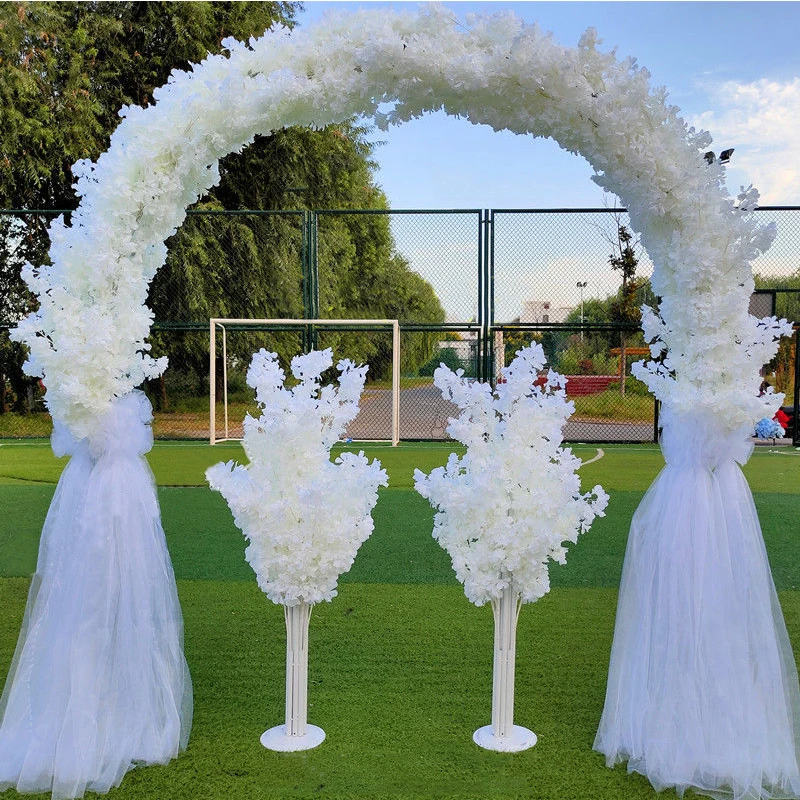 Arc de mariage en fer métallique de 2.5m, décoration en fleurs de cerisier artificielles, bricolage, décoration de fête de fond, Guide de route, fleur