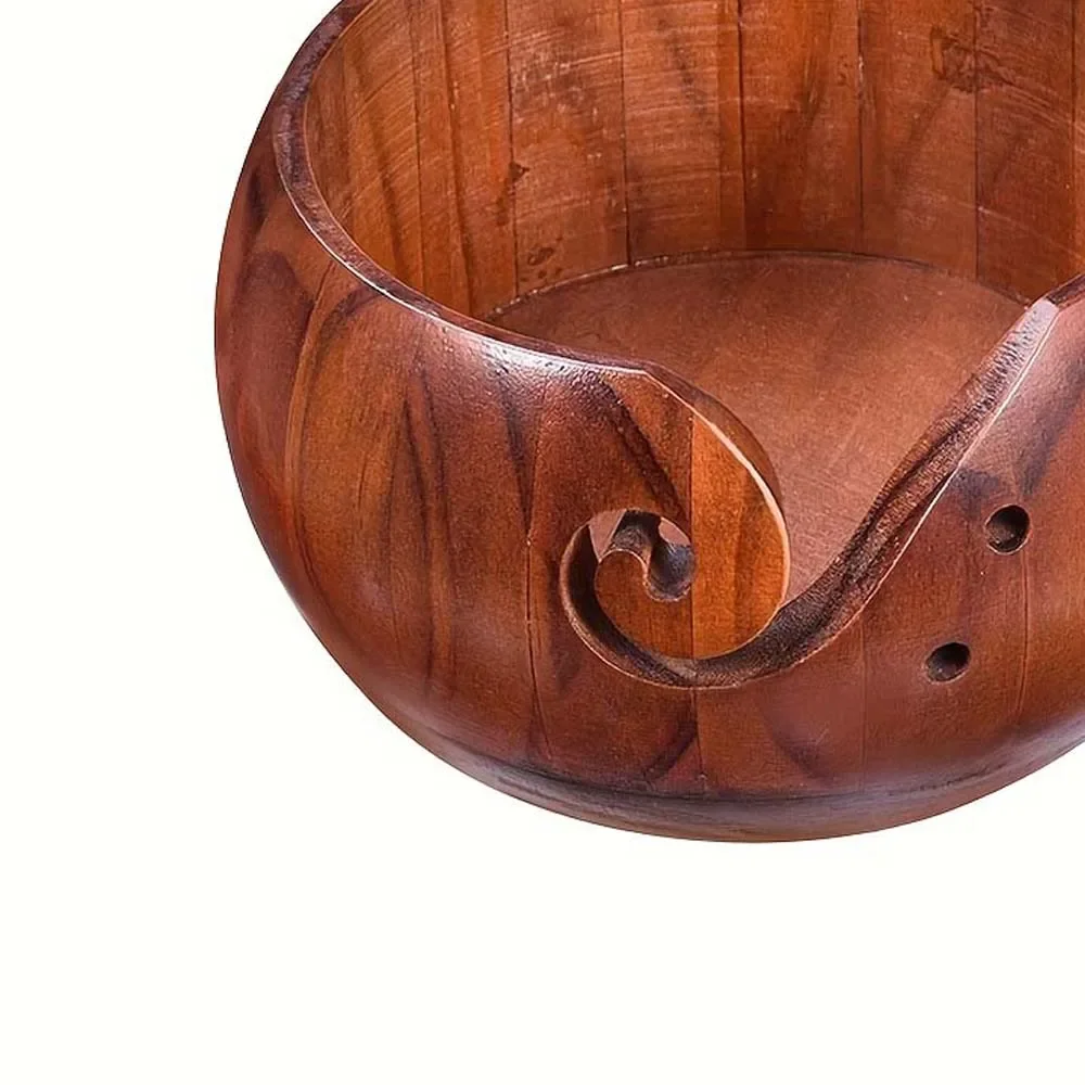 1pc Wooden Wool Bowl Textile Wool Storage Bowl Round Wooden Organizer Knitted Crochet Storage Handmad Needlework sewing storage box