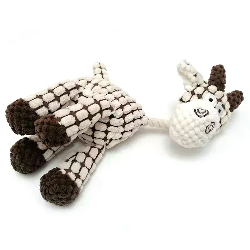 Fun Pet Toy Donkey Shape Corduroy Chew Toy For Dogs Puppy Squeaker Squeaky Plush Bone Molar Dog Toy Pet Training Dog Accessories 6