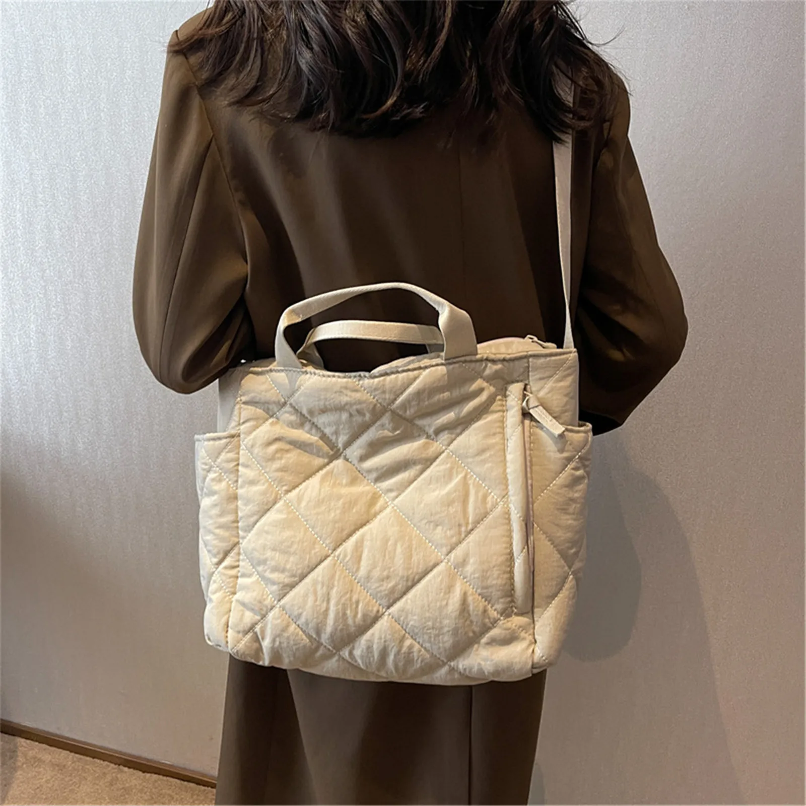 

Вместительная сумка-мешок, женская сумка через плечо, модная космическая стеганая Хлопковая сумка-шоппер, сумки для покупок, женская сумка на плечо