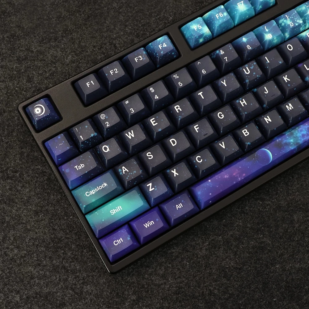 Teclas Céu Estrelado Keycaps Cereja Perfil Pbt Tintura Sublimação Teclado Mecânico para mx Switch 1.75u Deslocamento 7u Barra de Espaço 139 - Imagem 6