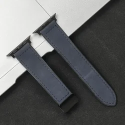 Premium Dual-Material Strap for Smartwatch - Silicone & Leather Blend Bracelet (MidU)