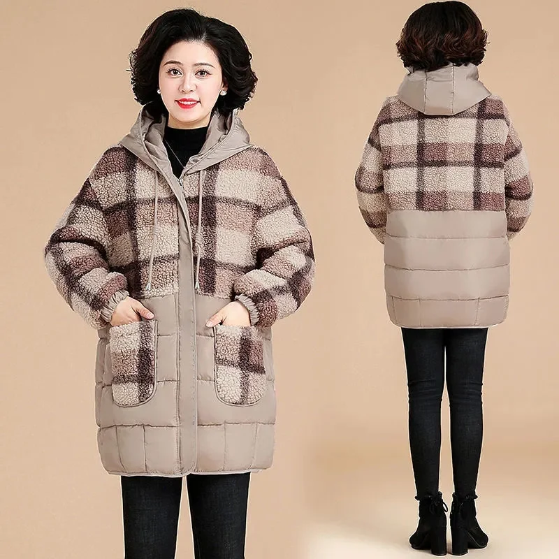 2024 New Loose Mother Winter Down Cotton Jacket For Middle-Aged Women Medium Length Thick Cotton Jacket High-end Cotton Jacket W