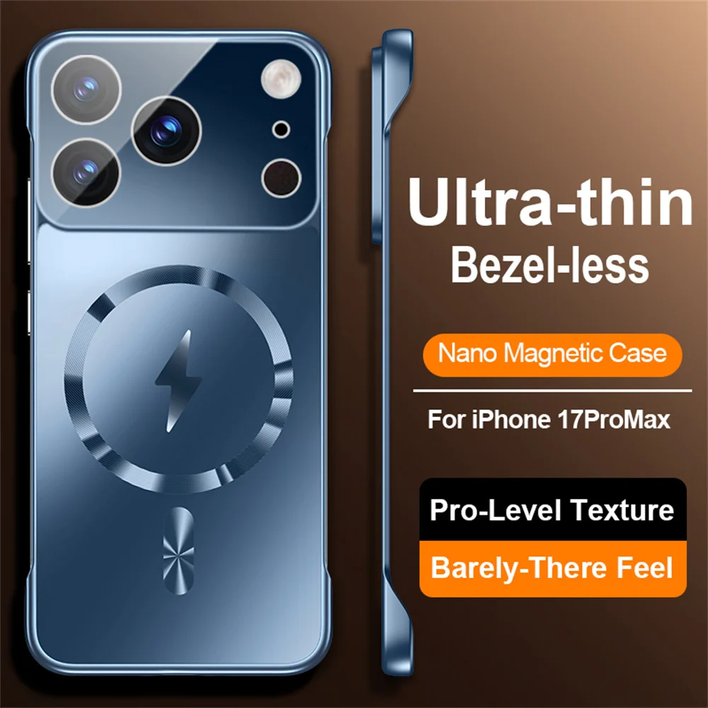 Für Magsafe Ultradünne Rahmenlose Nano-AG-Mattierte Handyhülle für iPhone 18 17 Air 16 15 14 13 12 11 Pro Max Kabellose Ladehülle