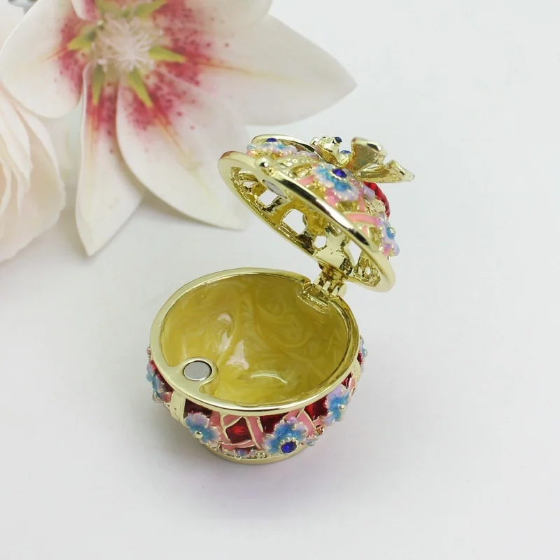 SHINNYGIFTS Emaille-Schmuckkästchen mit Drachenblumen, Emaille-Schmuckschatulle mit verziertem Dekor – ideal für die Aufbewahrung von Schmuck, Heimdekoration – Detail 8