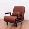 Convertible Sofa Bed Folding Arm Chair Sleeper Leisure Recliner-Brown 3