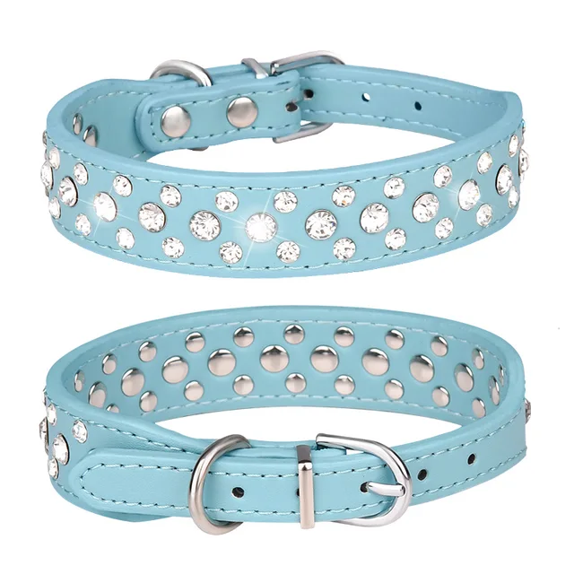 Pet collars for small dogs, pet collars, rhinestone PU collars for cats and dogs, adjustable to prevent pets from being lost 6