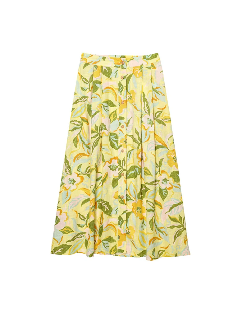 TFMLN Women Floral Print Skirt Two Piece Set Sexy Crop Sling Camisole Casual Beach Holiday Style A-line Skirts Sets Female New