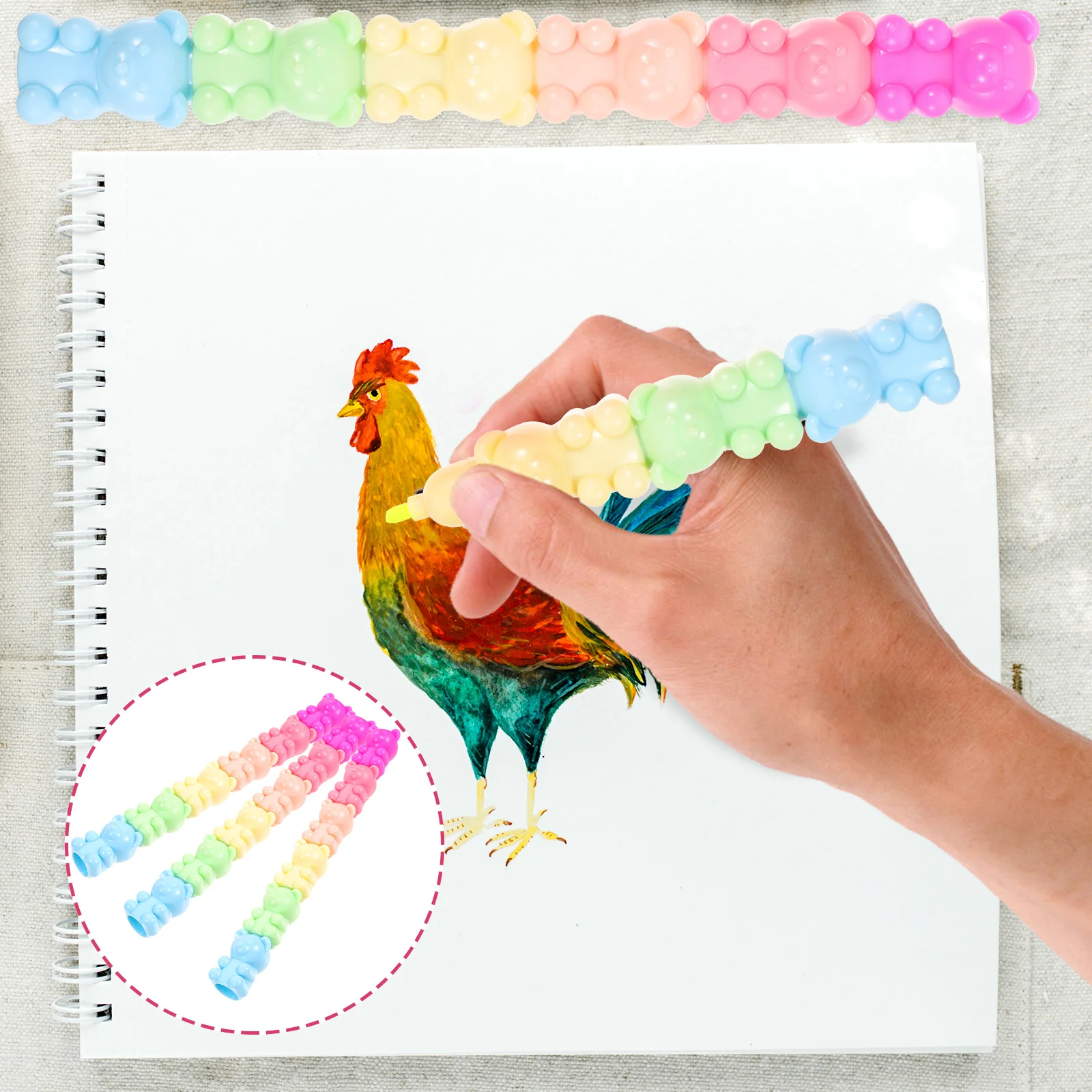 

18Pcs Detachable Bear Highlighter Portable Book Highlighter Lovely Book Marker Pen Accessories