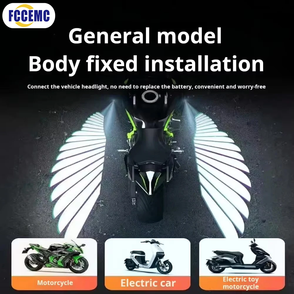 Motorcycle led lights, motorcycle accessories, led atmosphere light 2Pcs Motorcycle Angel Wings Laser Lights 9-36V Universal Modified LED Decorative Welcome Wing Ambient Projection Light