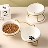 1-3pcs Creative Cervical Protection Pet Supplies Ceramic Double Cat Bowl Ceramic Cat Bowl Food Bowl Dog Drinking Water Food Bowl 3