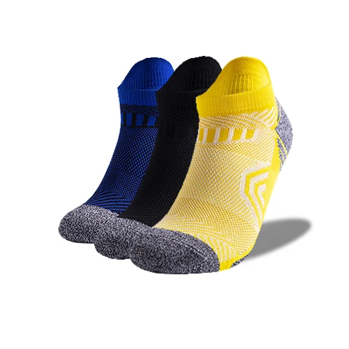 3Pairs/Lot Coolmax Cotton Socks Man Women Sport Running Sock Cycling Riding Bicycle Bike Football Breathable Basketball Sox blackyellowdblue