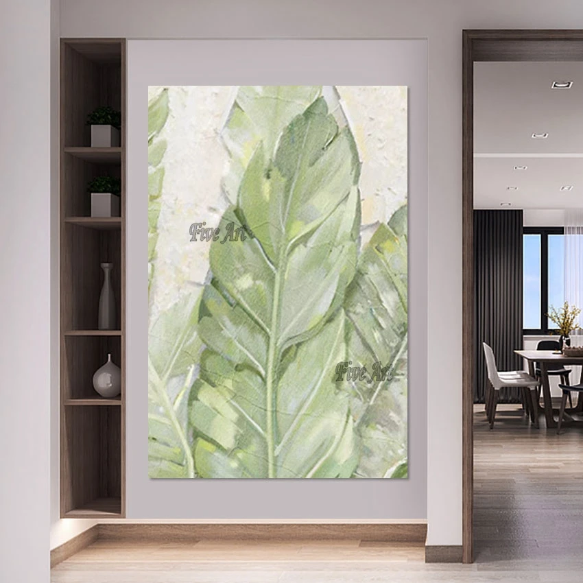 

Large Living Room Wall Picture Acrylic Modern Art Leaf Textured Abstract Oil Painting Custom Artwork Home Decor Accesories