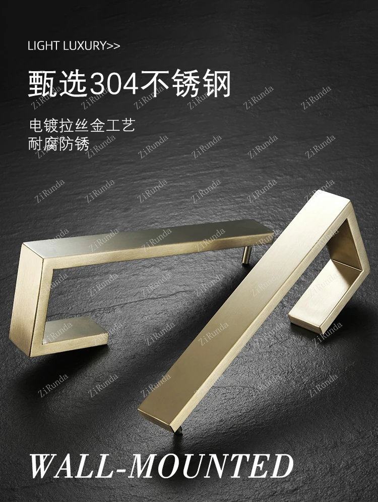 Description Picture 3 of item304 stainless steel towel ring, gold small size hand towel rack, bathroom towel bar wall hanging without punching