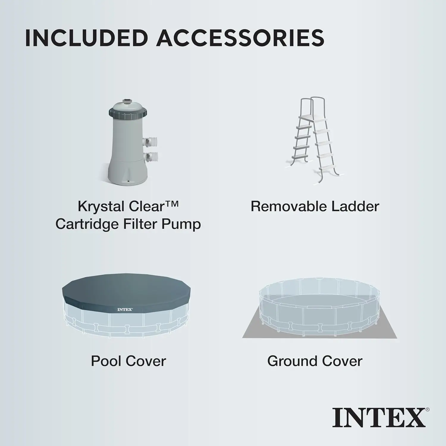 Intex 15 Foot x 42 Inch Prism Frame Above Ground Outdoor Backyard Swimming Pool Set with 1000 GPH Filter Pump, Ladder