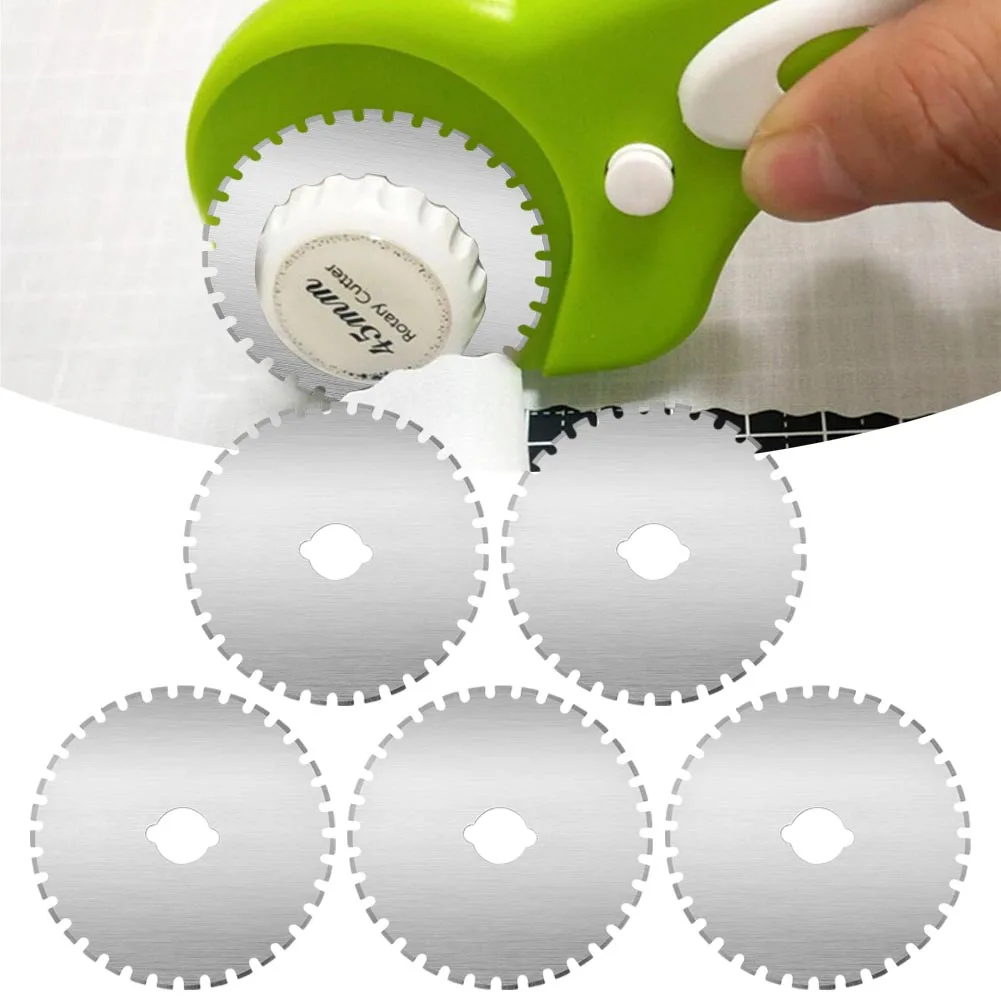 Dotted Line High Quality 45mm Rotary Cutter Blades Fits Fiskar Olfa and More! Perfect for Crochet Edge Project Pack of 5