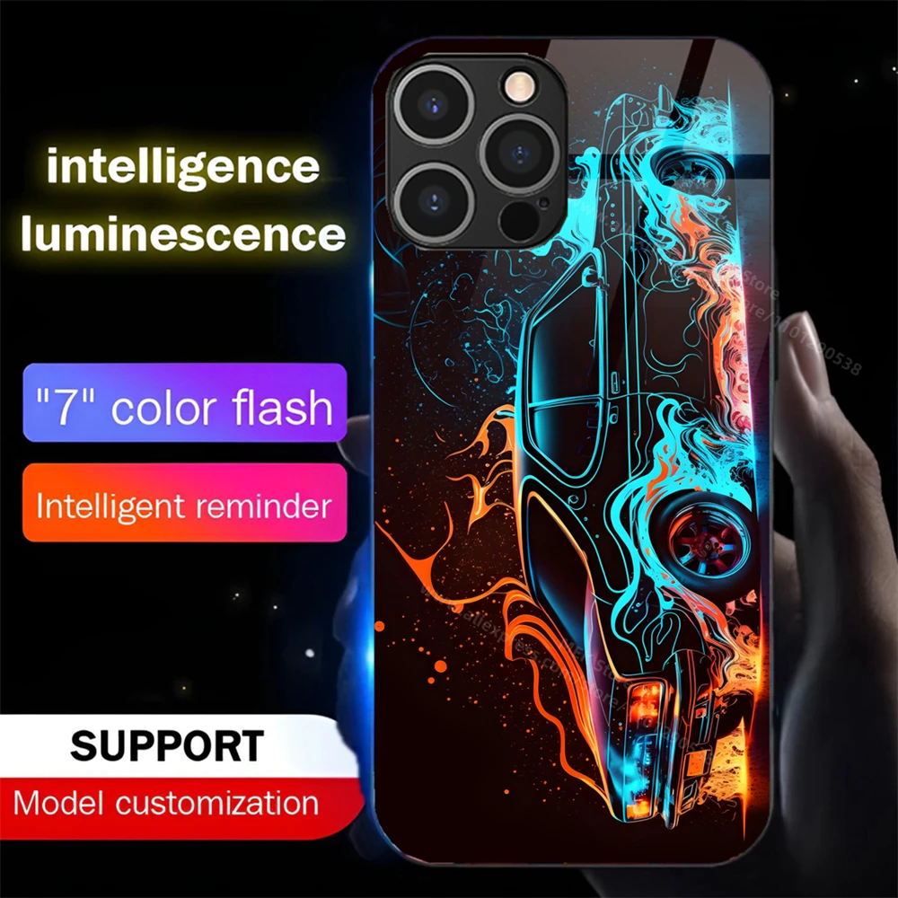 Graffiti Racing Auto Leuchtende Telefon Fall LED Licht Glas Abdeckung Für Samsung S25 S24 S23 S22 S21 S20 FE Hinweis 20 Plus Ultra – Detail 12
