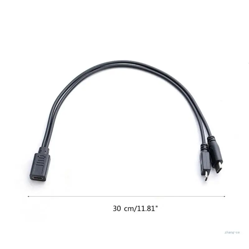 M5TD Type-C Female to Micro USB Male + Type C Male Cable-Dual Functionality