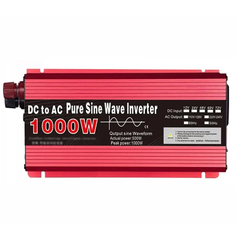 solar inverter sine wave inverter power inverter Pure Sine Wave Inverter DC 12V/24V To AC 220V 1000W Portable Power Bank Converter Solar Inverter