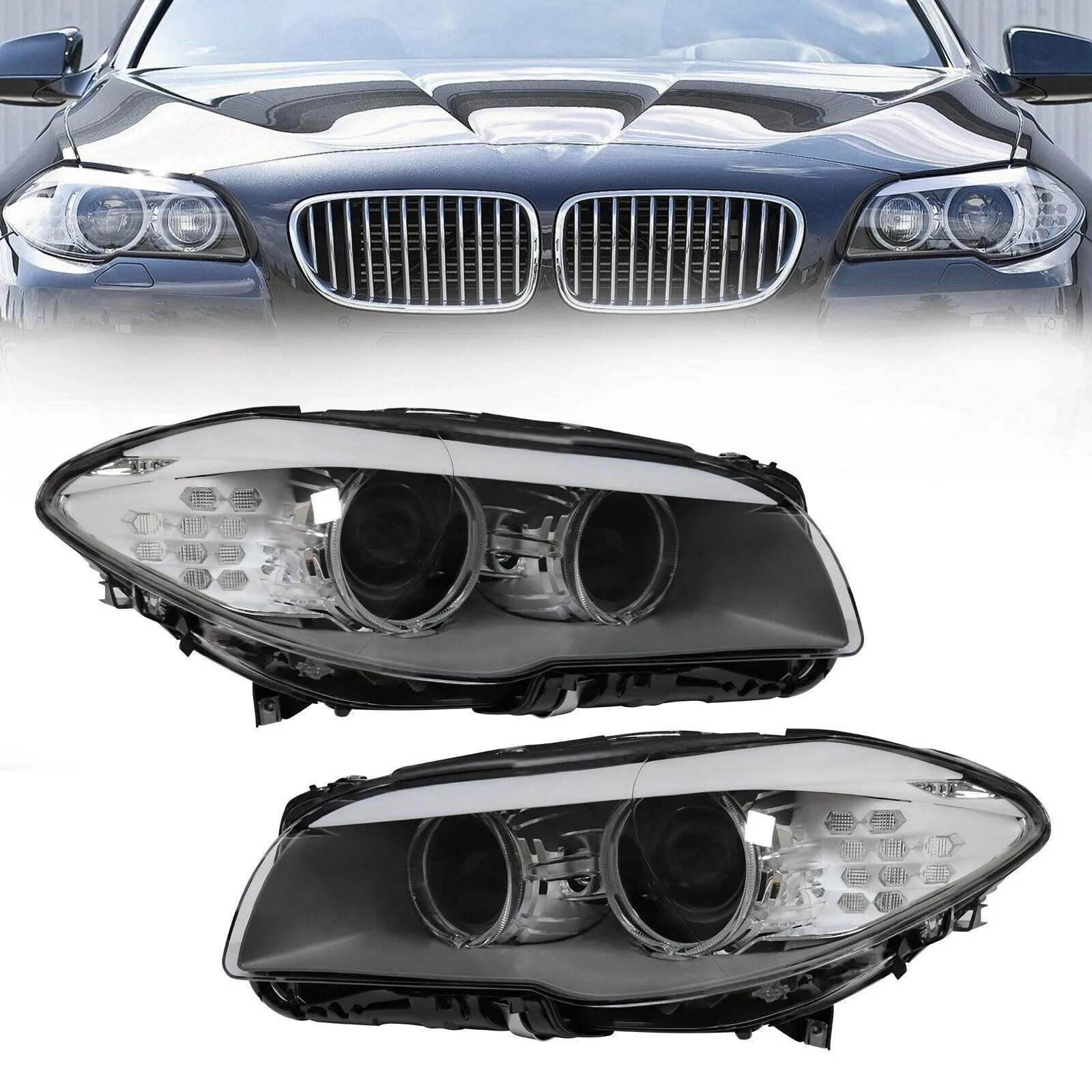 

1 Pair Car HeadligHts 5 Series 550i 535i 528i 530i F10 2011-2013 Xenon HID Headlight Auto Parts For Headlamps L+R