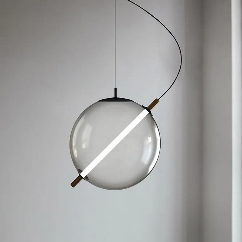 

Nordic Minimalist Ring Ball Glass Led Chandelier Decorative Modern Linear Living Room Dinning Room Lamp Home Decor Pendant Light