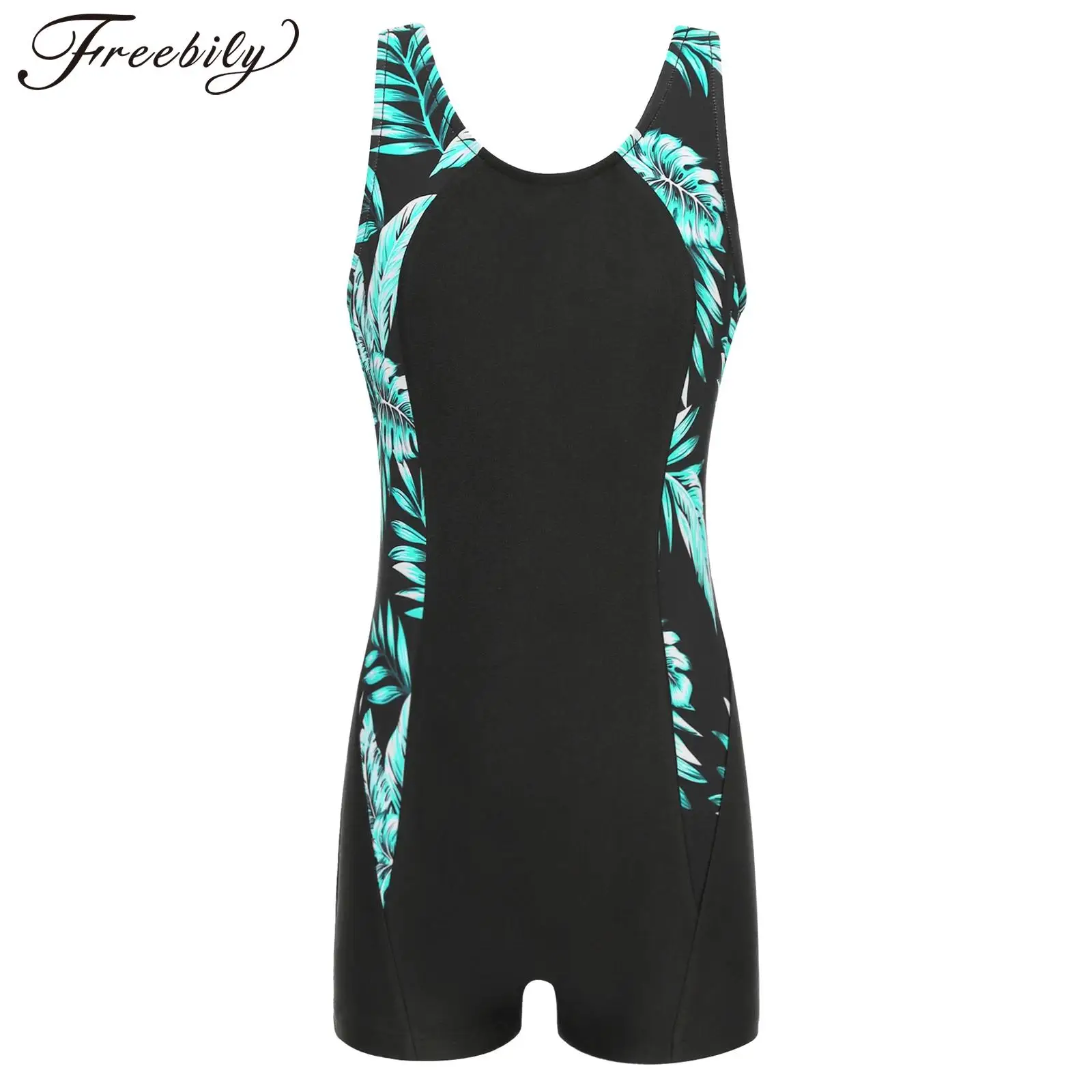 Kids Quickly-dry Sun Protection Swimwear Surfing Rash Guard Sleeveless Print Sports Bodysuit Swimsuit Bating Suit for Pool Beach