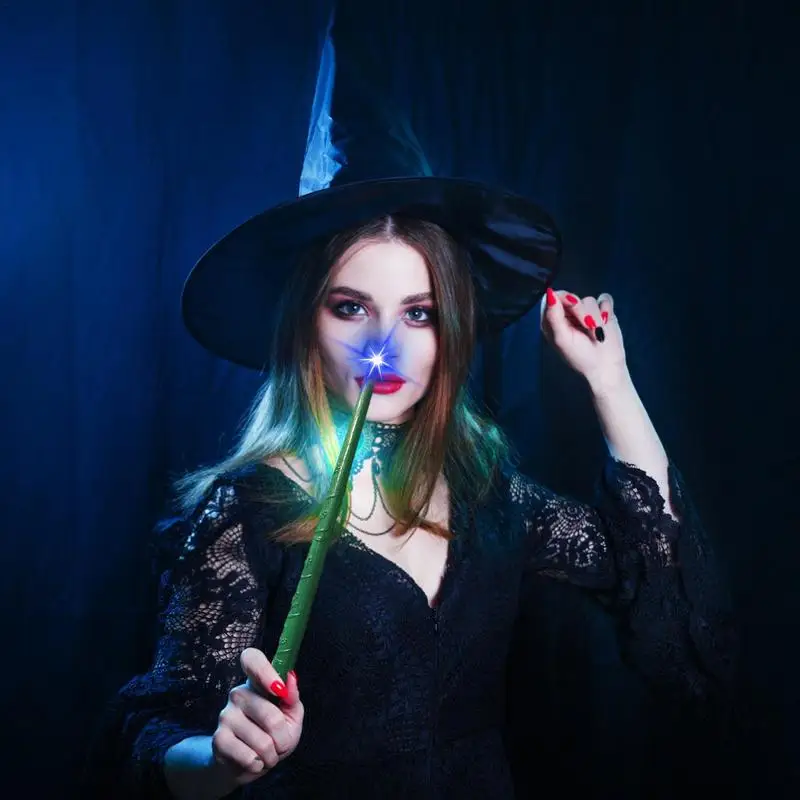 

Light Up Wizard Wand Glowing Witch Toy For Kids Illuminating Wand With Sound And Light Party Costume Accessory For Halloween