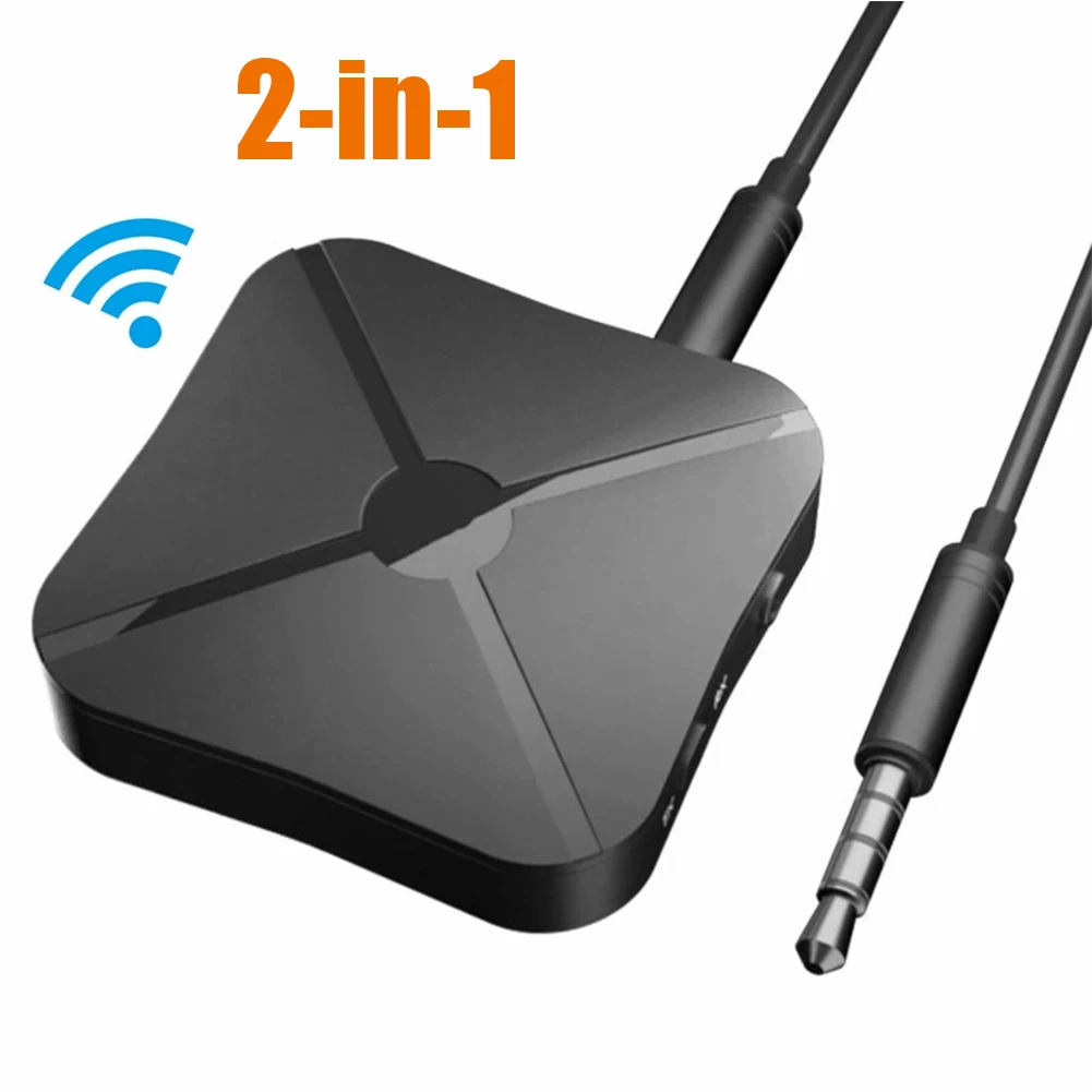 thumbnail image 1 of Receptor y transmisor de audio estéreo 2 en 1 compatible con Bluetooth 4.2 con adaptadores AUX de 3,5 mm para TV, MP3 y PC, 1 of 4