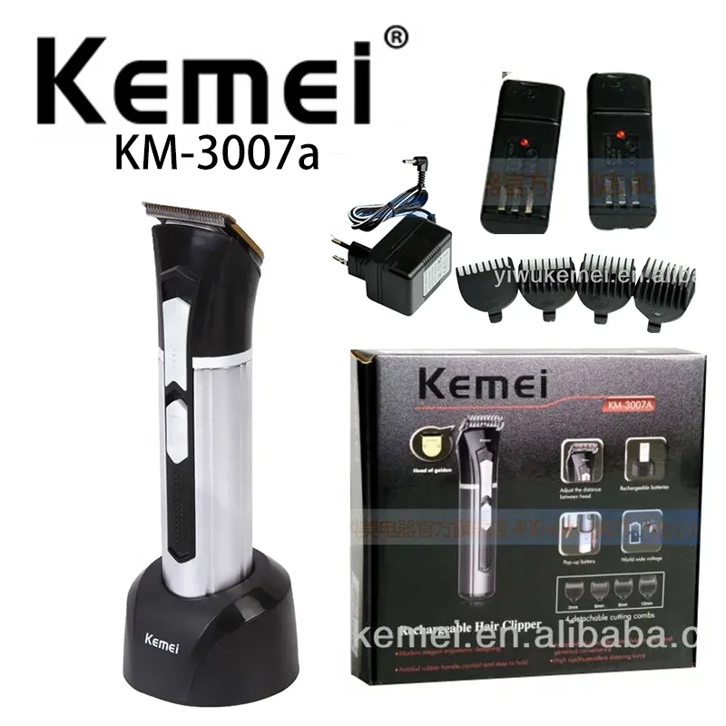 Electric Rechargeable Hair Clipper Kemei Km-3007a Professional 3 In1 Multi-Head Hair Clipper