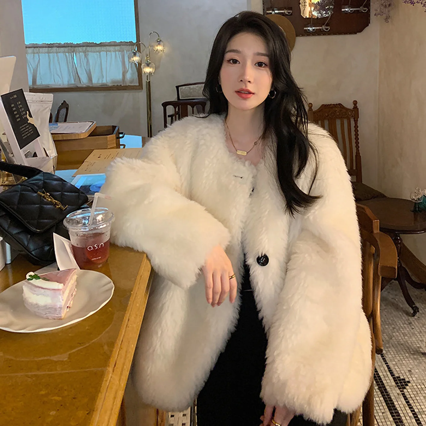 

Sheep Sheared Fur Coat for Women, New, Fall, Winter