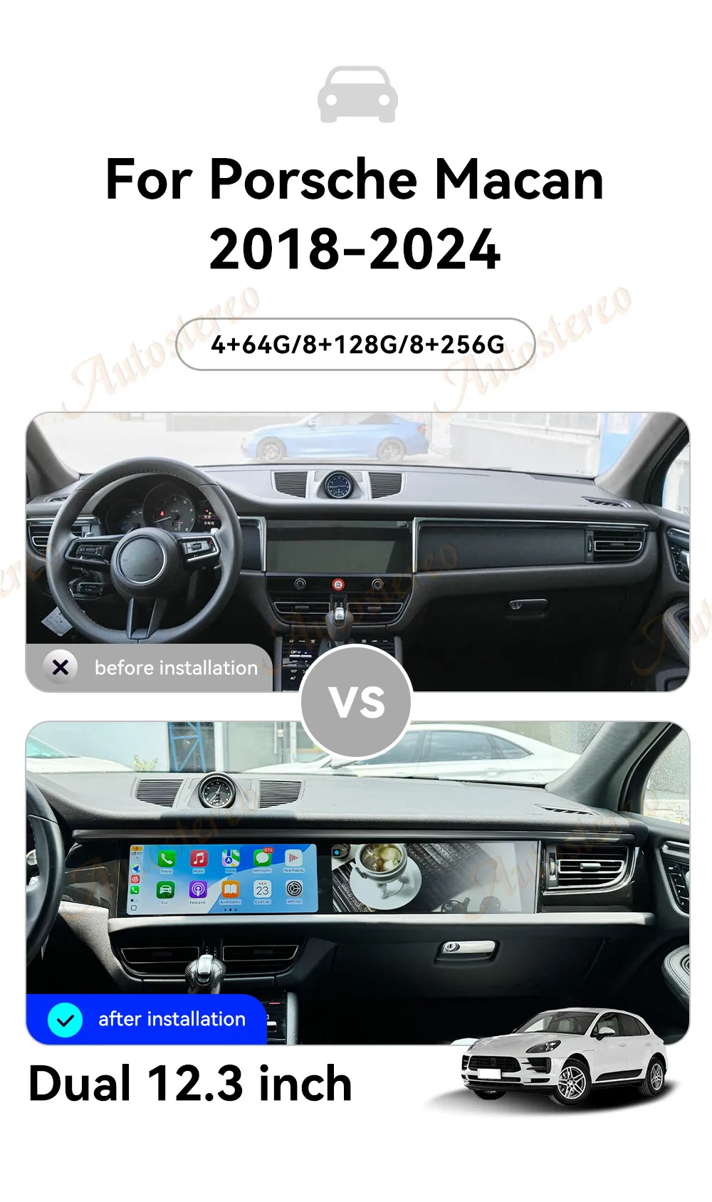 Android Dual Screen For Porsche Macan PCM5 2018-2024 Car Radio Multimedia Playe