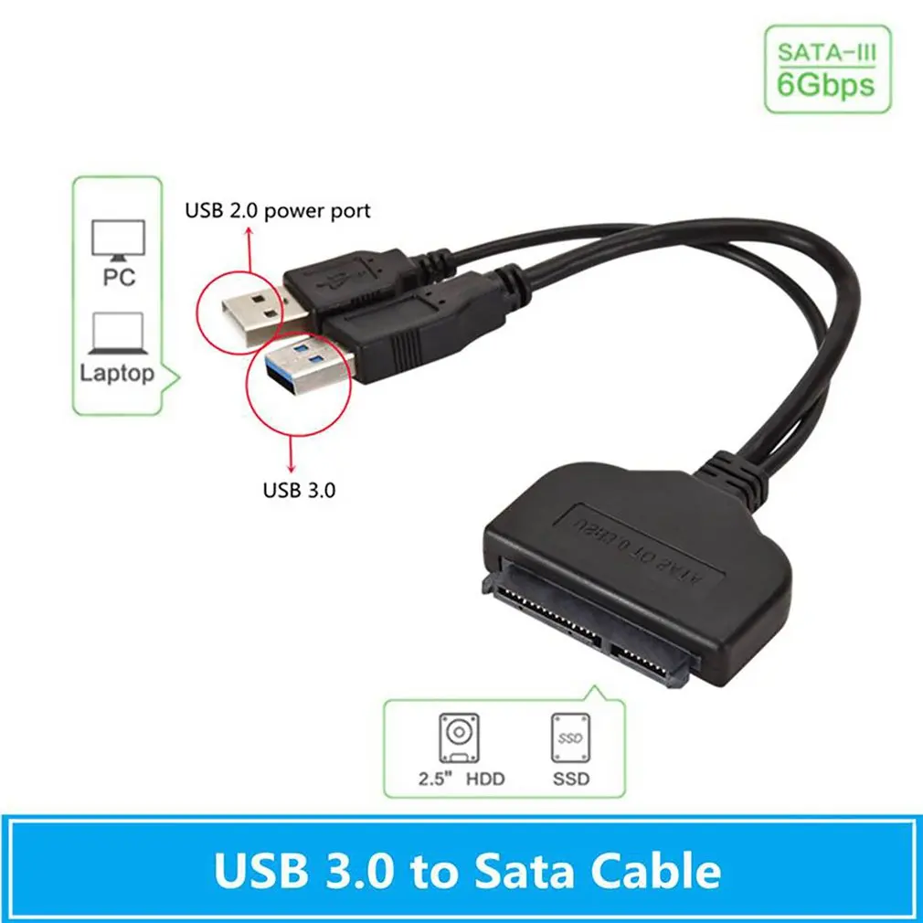 USB 3.0 till SATA 22-pin hårddiskadapterkabel SATA till USB 2.0 Typ  C-omvandlare Extern 2,5-tums hårddisk SSD-hårddiskdrivrutin  Dataöverföringsadapter