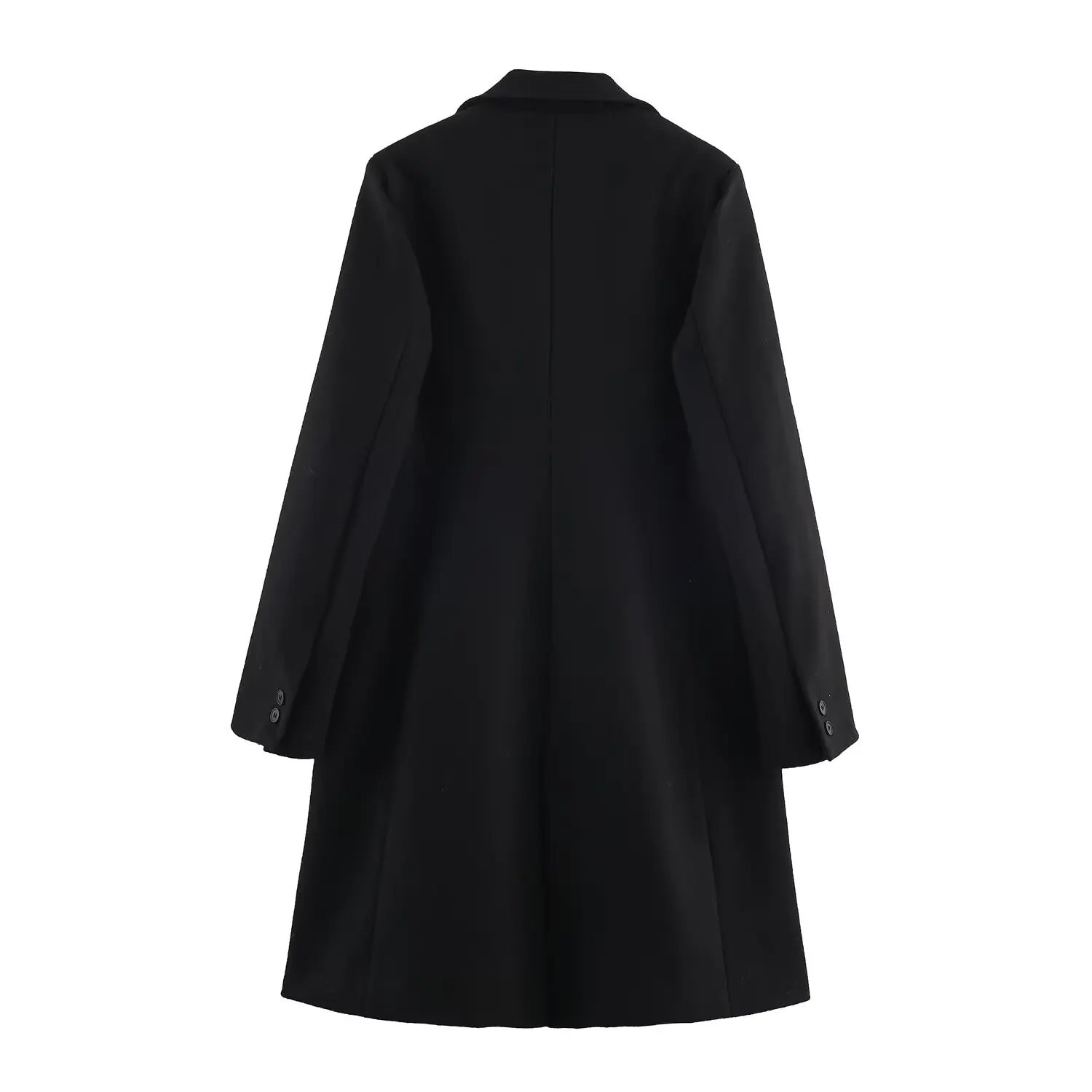 Women's Casual With Shoulder Pad Overcoat Femaleturn Down Collar Button Long Sleeve Outwear Autumn Winter Lady Commuting Coat