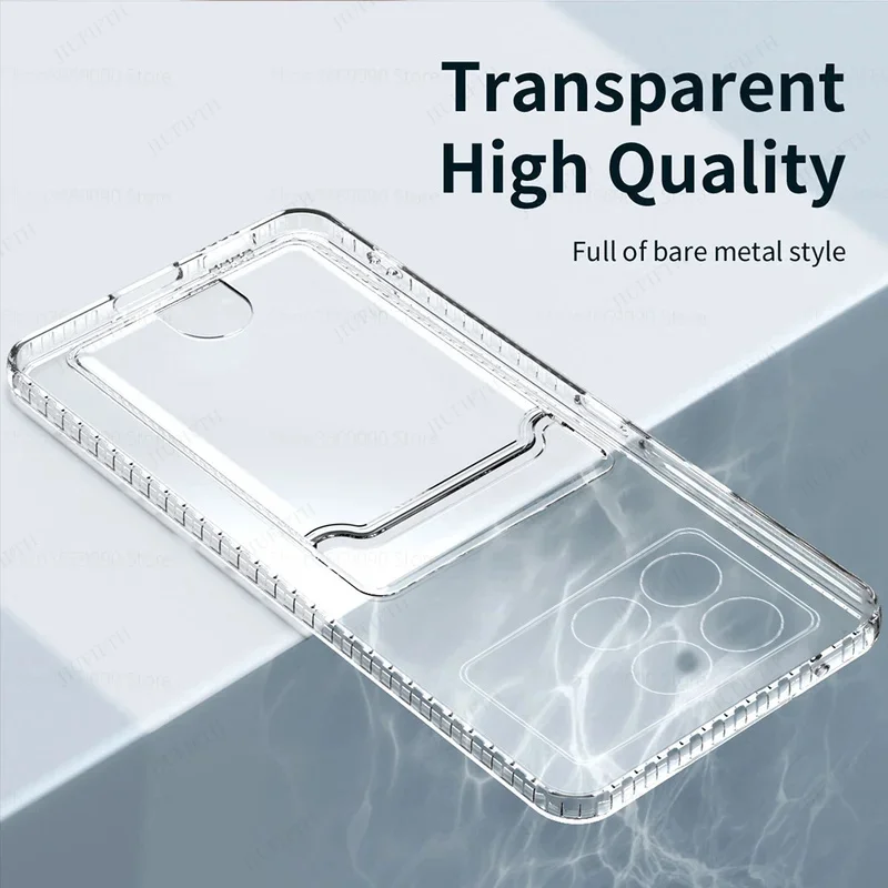 Clear Slot Card Holder Wallet Phone Case with Camera Protection and Shockproof Design