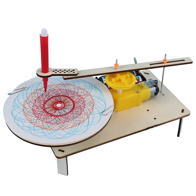 Fai da te creativo plotter elettrico in legno disegno Robot stelo bambini modello pittura automatica scienza elettronica kit esperimento